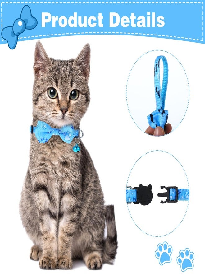 Telooco 2 Pack Kitten Collar with Bell Breakaway Cat Collars with Removable Bow Tie Safety Buckle Kitten Collars 7.8-12 Inch Adjustable Pet Collar for Boy Cats (Blue) - Image 3